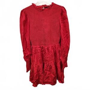 NWT SugarLips Red Smocked Dress with Long Sleeves Size Small